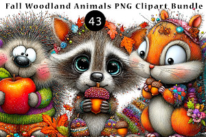 Fall Woodland Animals PNG Clipart, a Seasonal Illustration by CreationArt