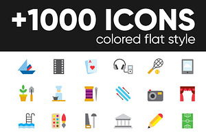 +1000 COLORED FLAT ICONS