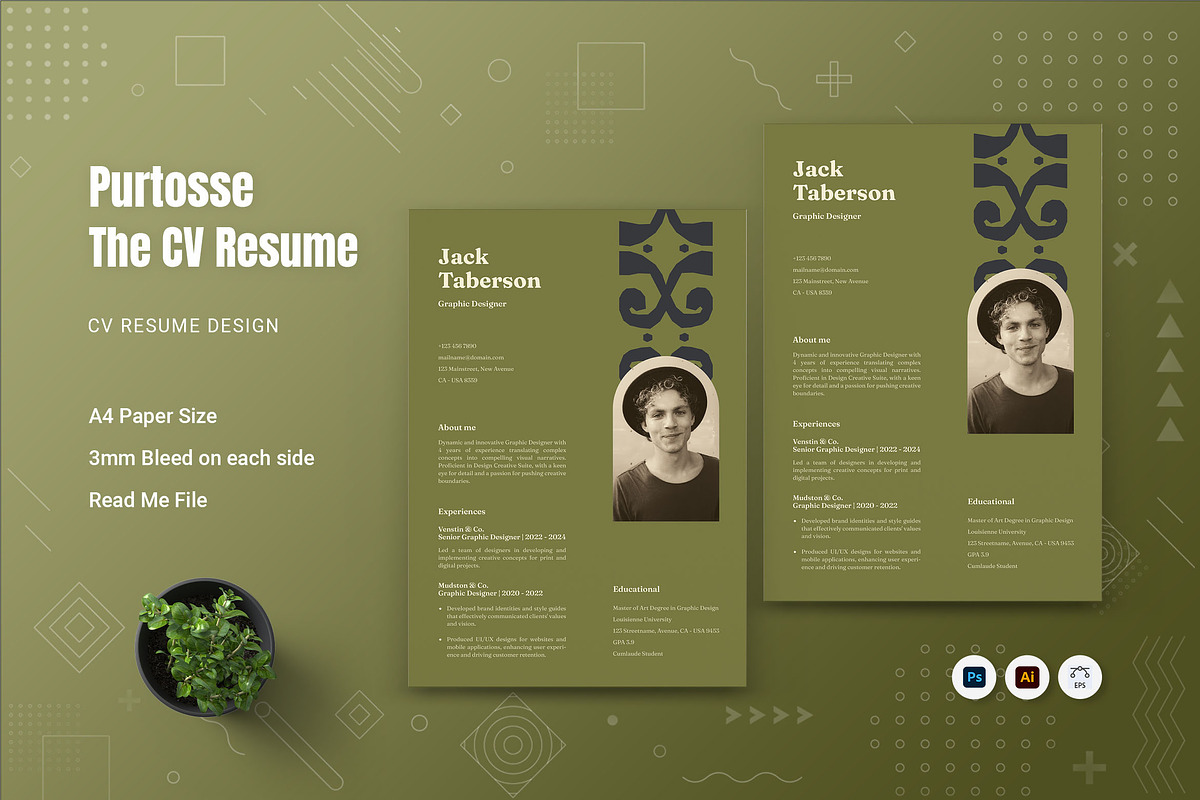 Purtosse - Resume Template, a Resume Template by Fannan Studio (Photo 1 of 2)