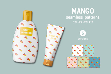Mango fruit patterns collection.