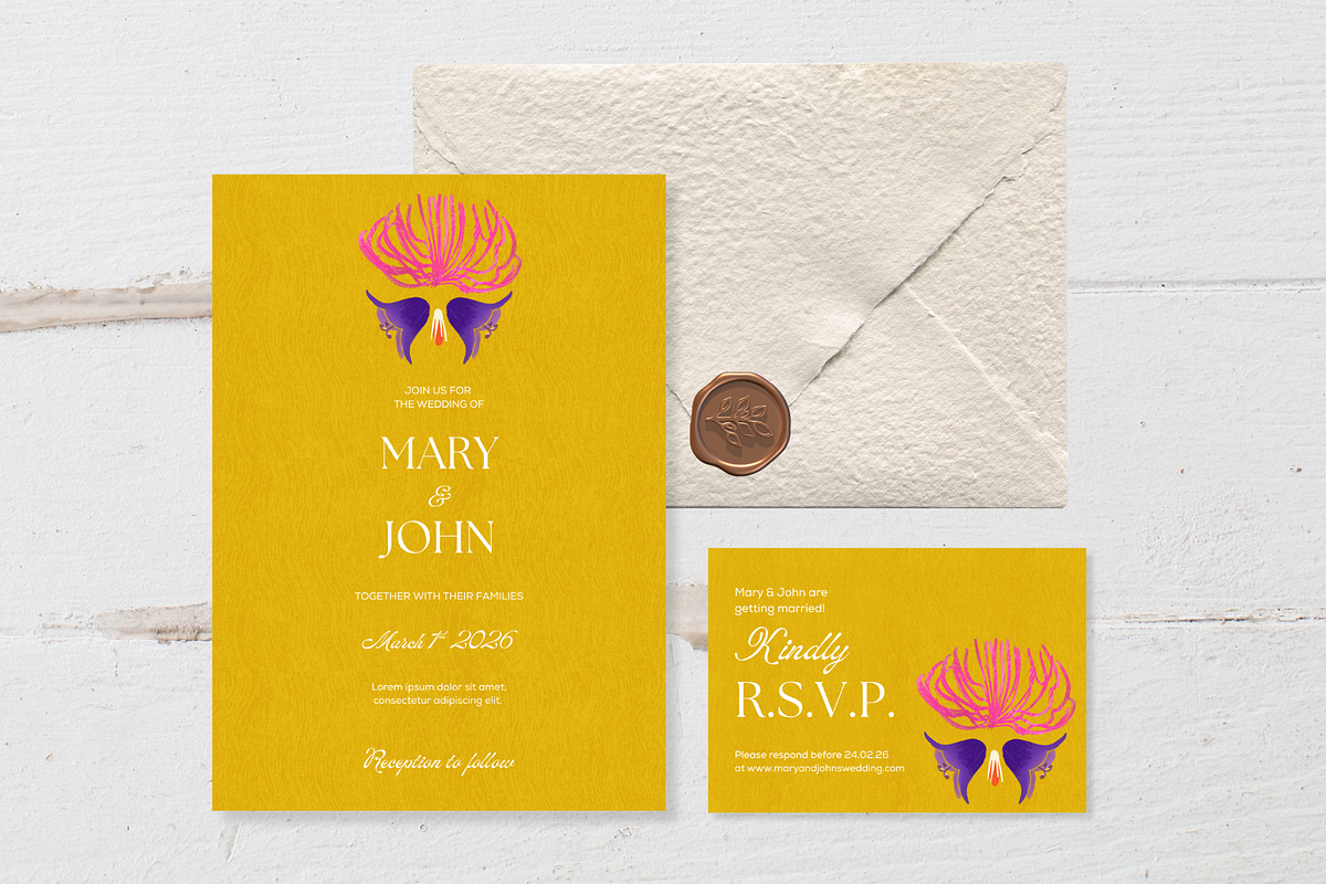Colorful flora wedding suite preview 2