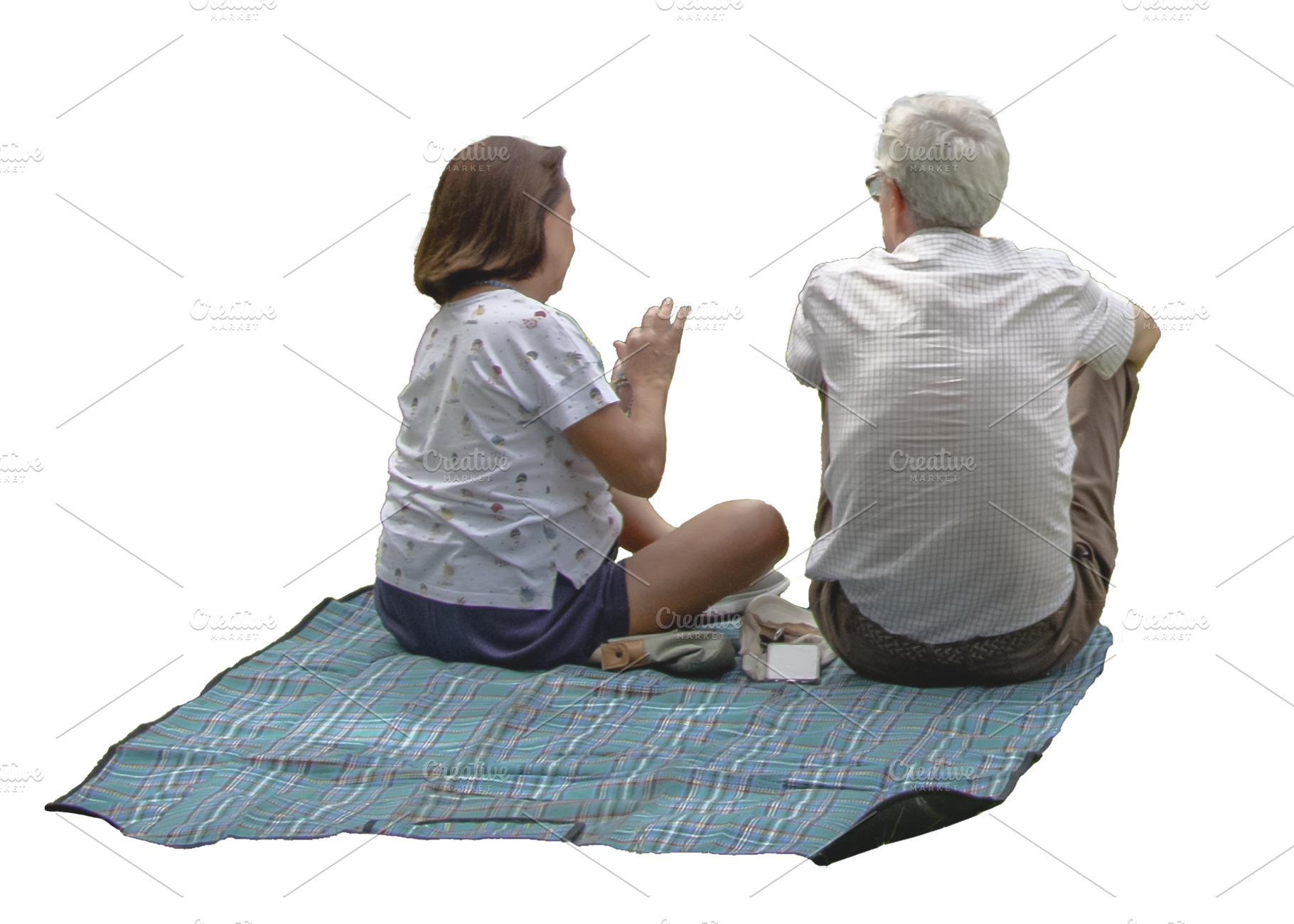 Couple sitting on picnic blanket, a Photo by DanFLCreativo