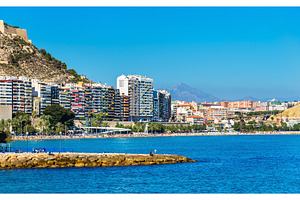 View of Postiguet Beach in Alicante, Spain, an Architecture Photo by Leonid Andronov