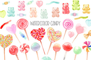 Watercolor Candy. Valentine's Day