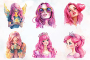 Glitter Pink Girl Sublimation Clipar, an Illustration by RobertsArt (Thumbnail 3 of 7)