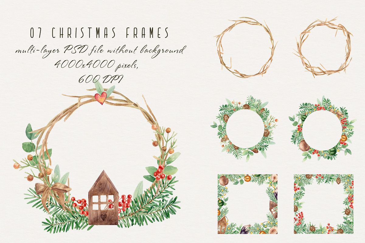 Watercolor Christmas clip art, an Illustration by a_ptichkina (Photo 7 of 8)