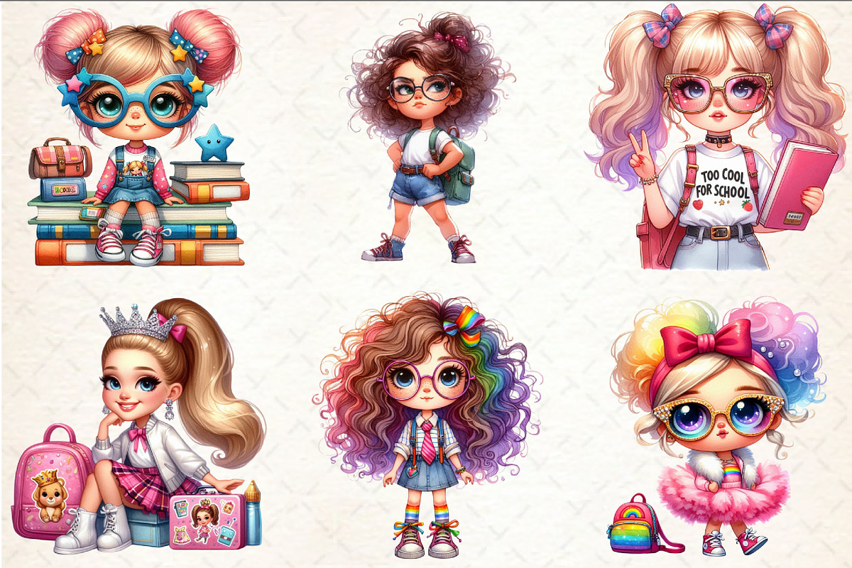 Back to School Girl Clipart, a Seasonal Illustration by Rose Art (Photo 2 of 4)