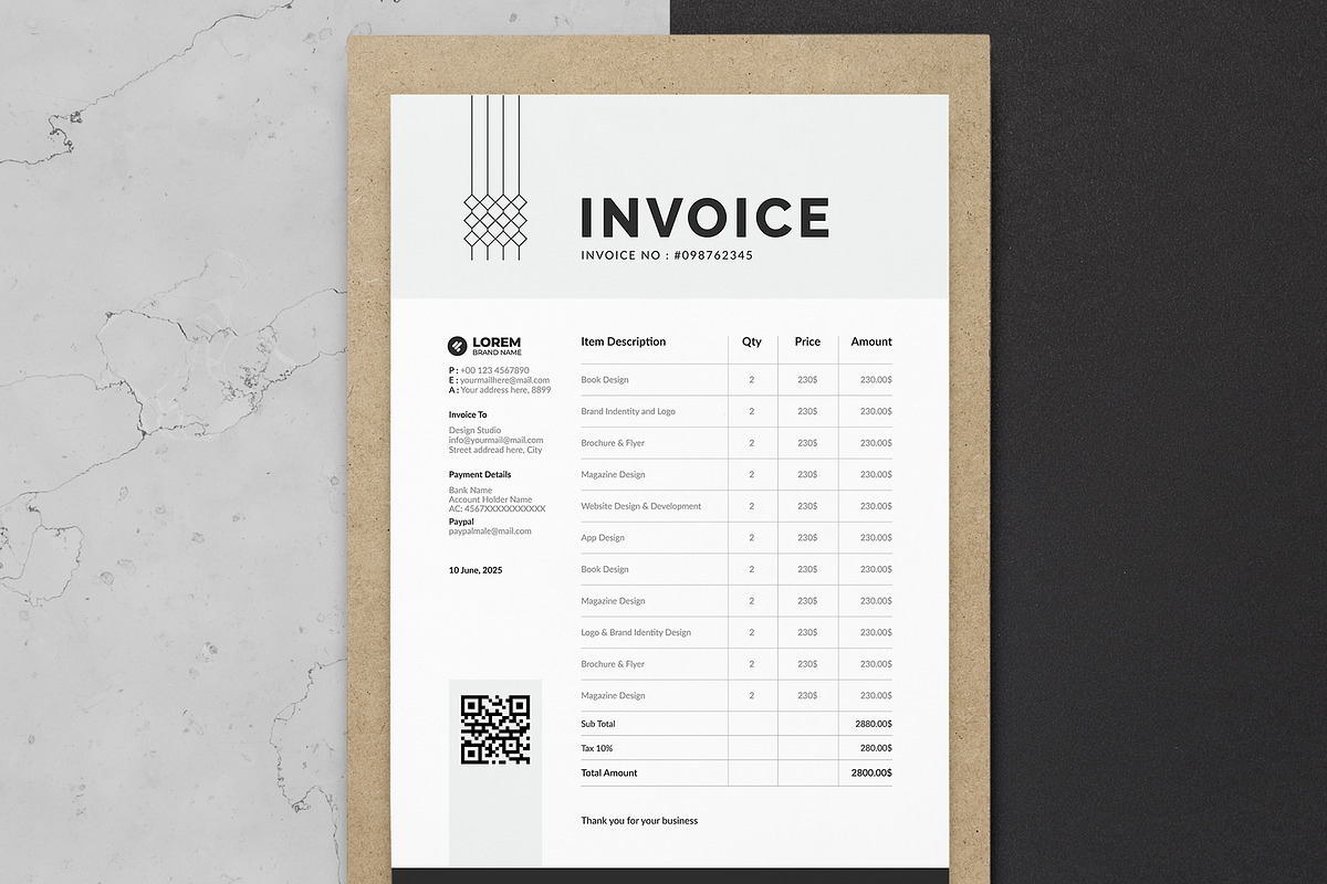 Invoice Template Word, a Stationery Template by HiveArts (Photo 2 of 2)