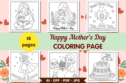 Happy Mother's Day Coloring Page