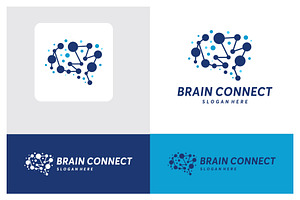 Brain Connect Logo Designs Vector