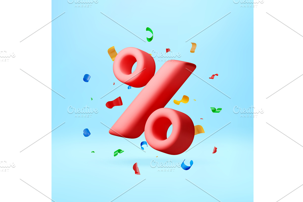 3D Red percentage sign, colorful, an Illustration by Abscent