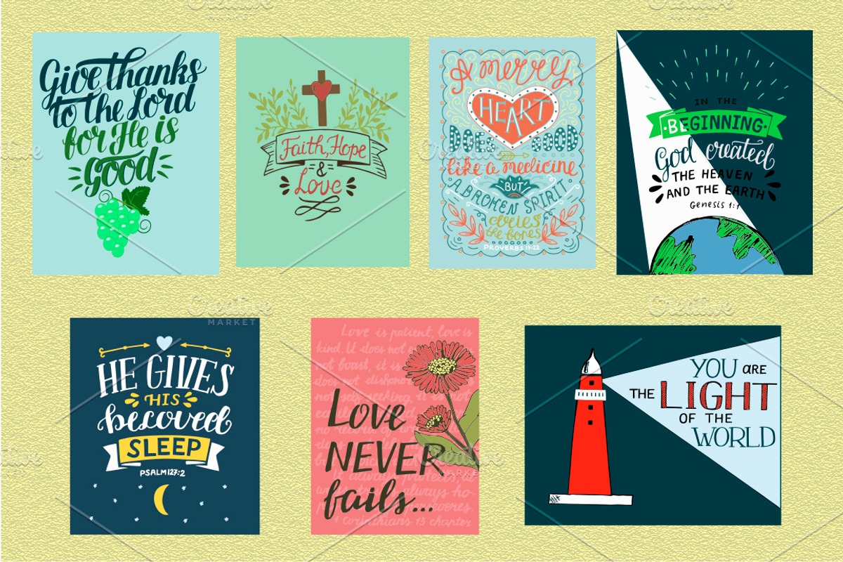 BUNDLE 62 colorful BIBLE VERSES, an Education Illustration by Ola-la-la (Photo 9 of 16)