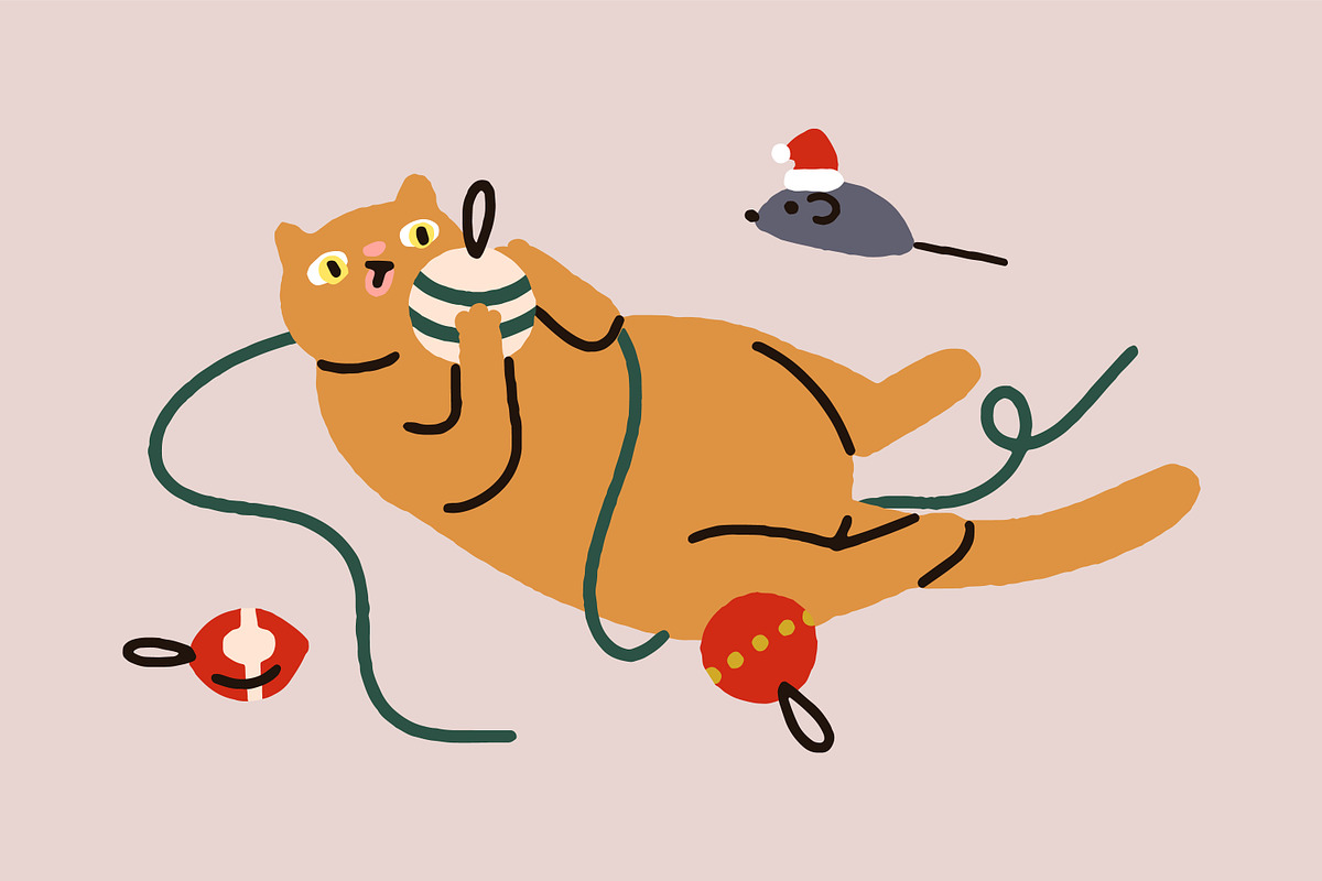 Cute, funny Christmas cats set, an Animal Illustration by Good Studio (Photo 7 of 22)