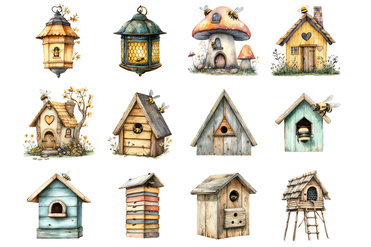 Bee House Clipart Set, an Illustration by Design Market (Photo 3 of 3)