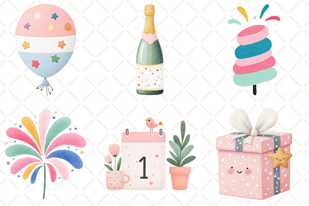 Happy New Year Clipart, an Illustration by Black Bird Studio (Photo 3 of 6)