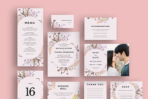 Sweet Floral Wreath Invitation Set