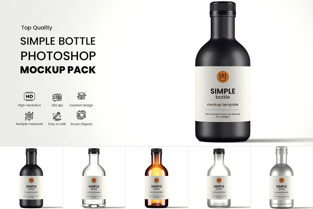 Glass Stout Sauce Bottle Mockup Pack, a Packaging Mockup by Designer Dude (Photo 1 of 6)