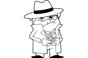 Outlined Funny Mafia Pug, an Illustration by HitToon