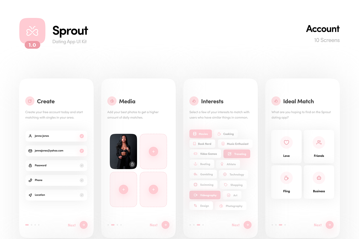 Sprout Dating App UI Kit, an App Template by Defects (Photo 5 of 7)