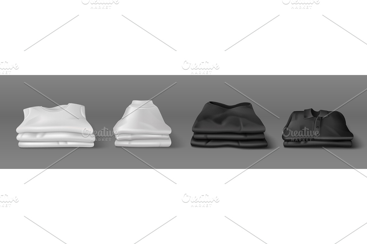 3D stacks of black and white clothes, an Object Illustration by art PVP - market