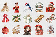 Watercolor Timeless Noel Clipart, a Seasonal Illustration by Rose Art (Thumbnail 2 of 4)