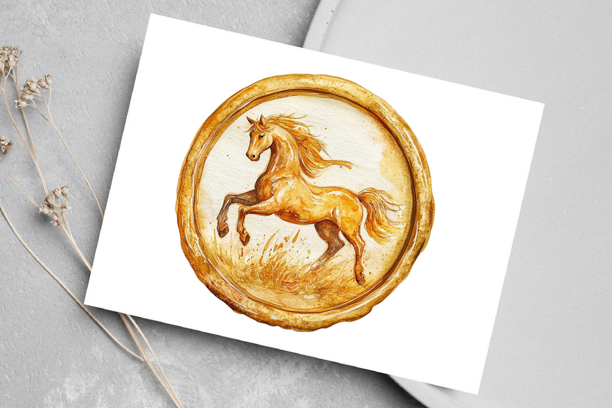 Watercolor Christmas Golden Wax Seal, an Illustration by Canvas Craft (Photo 6 of 8)