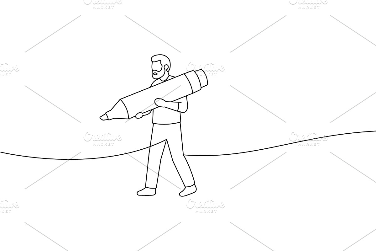 Man carrying giant marker pen, a Person Illustration by GraphiShop
