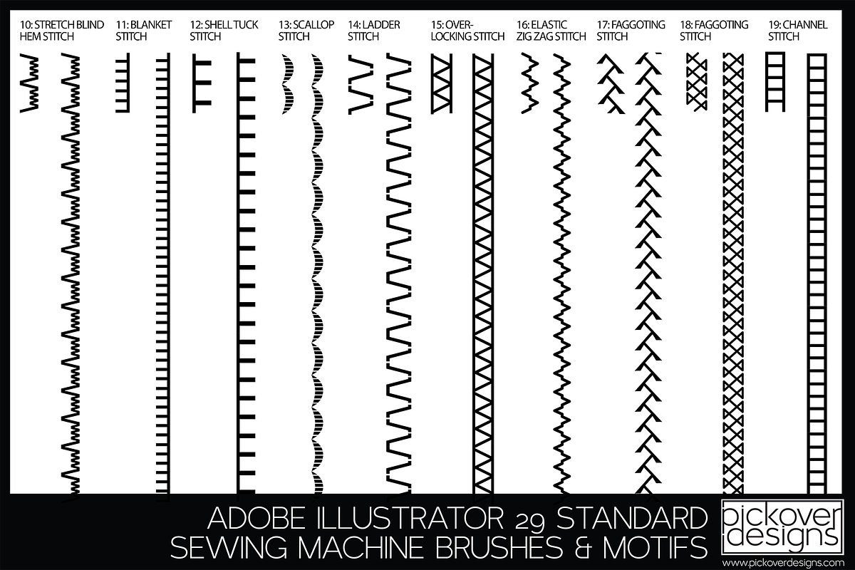 29 STANDARD SEWING MACHINE BRUSHES, a Brush Add-On by Pickover Designs (Photo 3 of 6)
