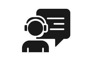 Interact with call centre operator, a Solid Icon by IMG Visuals