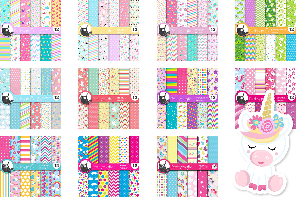 Mega Unicorn Graphics bundle, an Illustration by PrettyBundles (Photo 5 of 5)