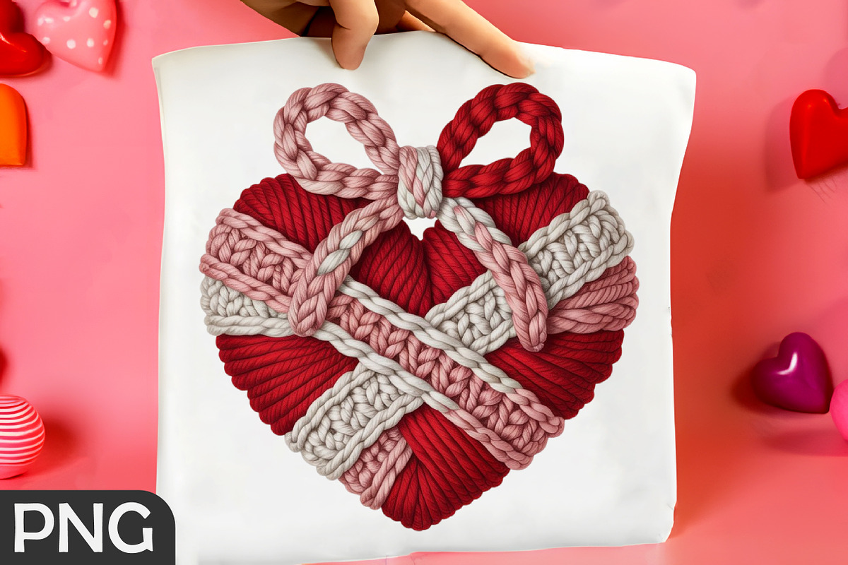 Faux Yarn Valentine Bow Heart Clipar, an Illustration by RobertsArt (Photo 4 of 4)