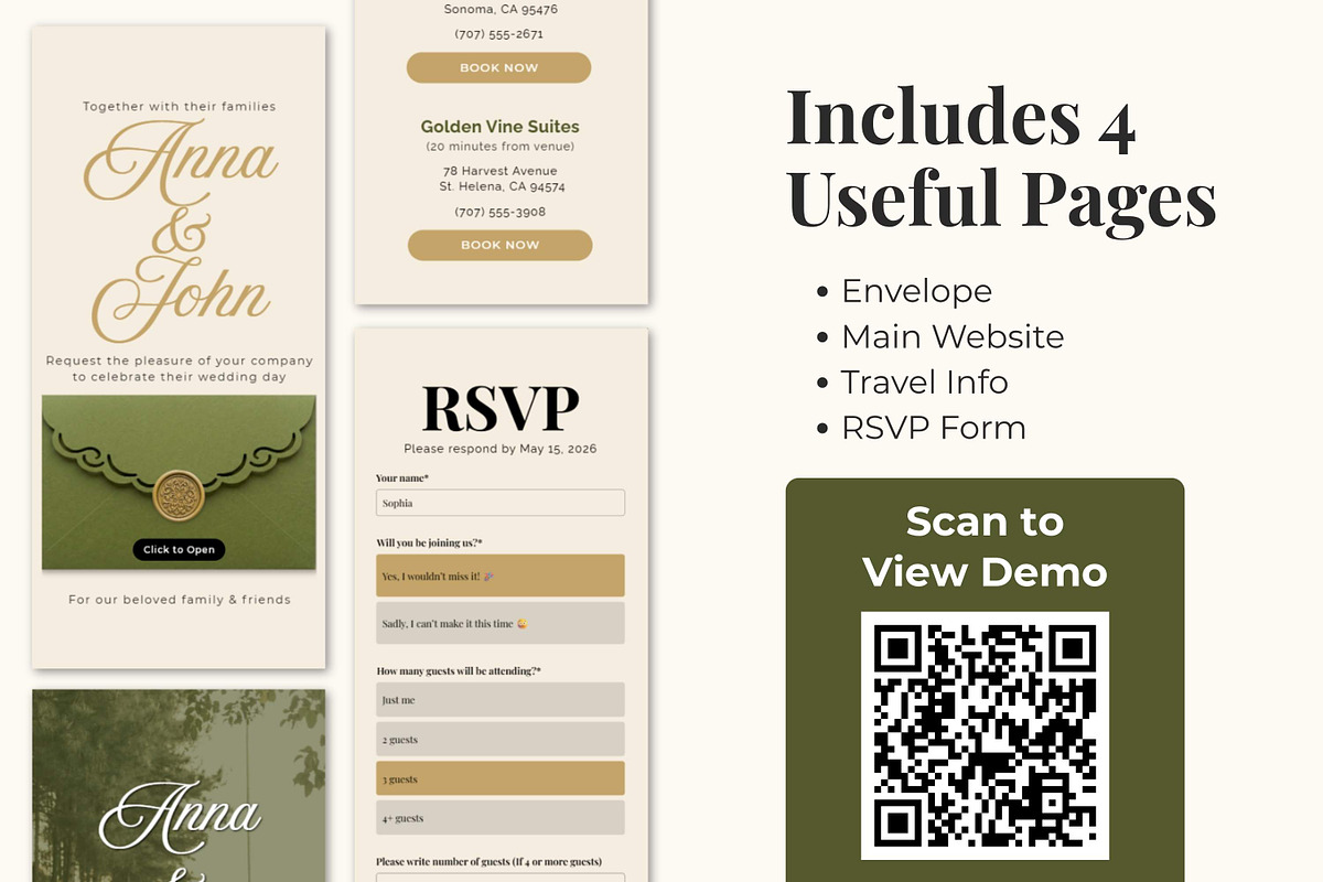 Olive Green Wedding Website, a Landing Page Template by Everyday Perfection (Photo 3 of 10)