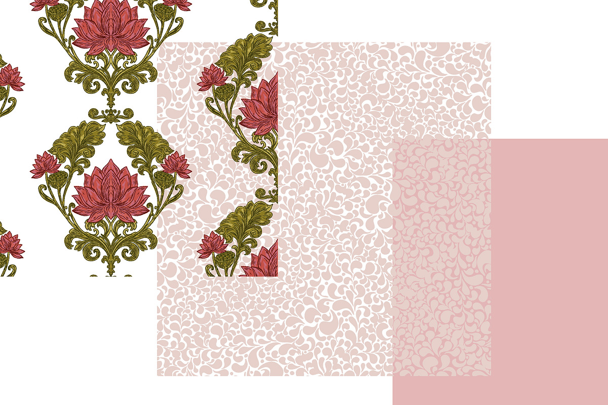 Vintage Lotus Art Nouveau Patterns, a Pattern Graphic by NayaChu (Photo 8 of 9)