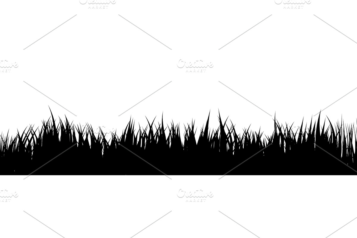 Meadow silhouette with grass, plants, an Object Illustration by 32pixels