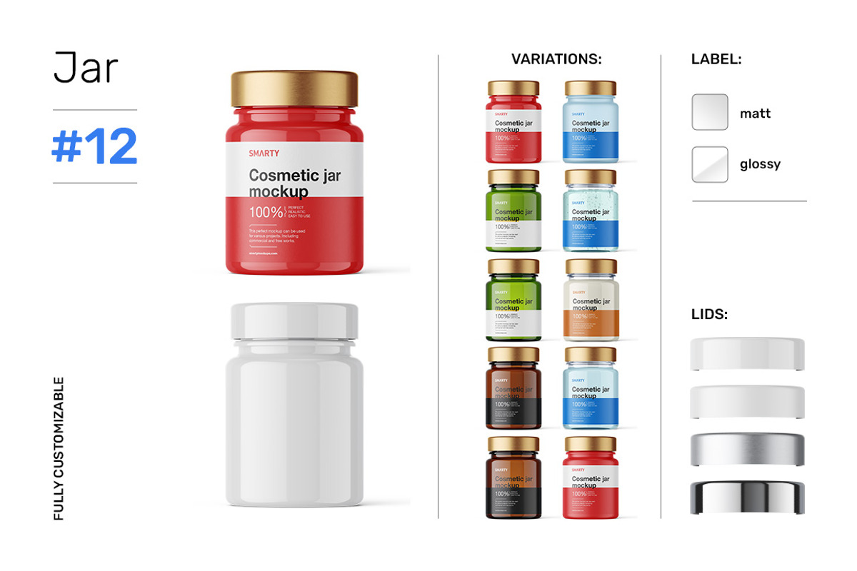 Cosmetic jar mockups bundle, a Packaging Mockup by Smarty Mockups (Photo 17 of 28)