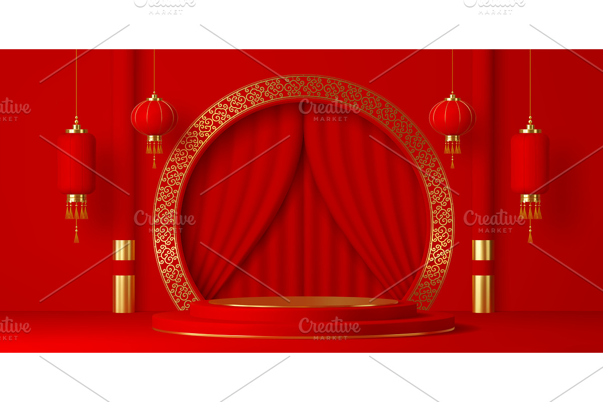 3d red circular podium stage, a Decorative Illustration by Buch&Bee