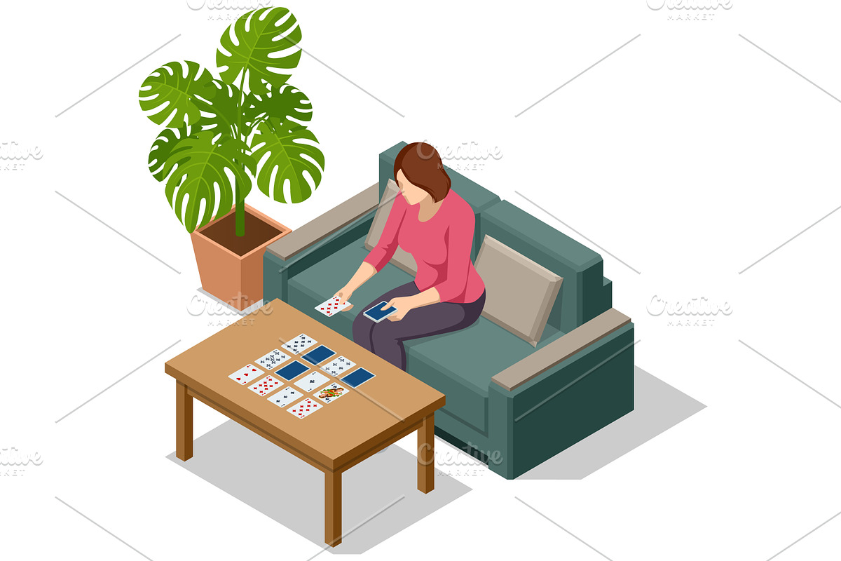 Solitaire card game. Isometric, an Object Illustration by Golden Sikorka