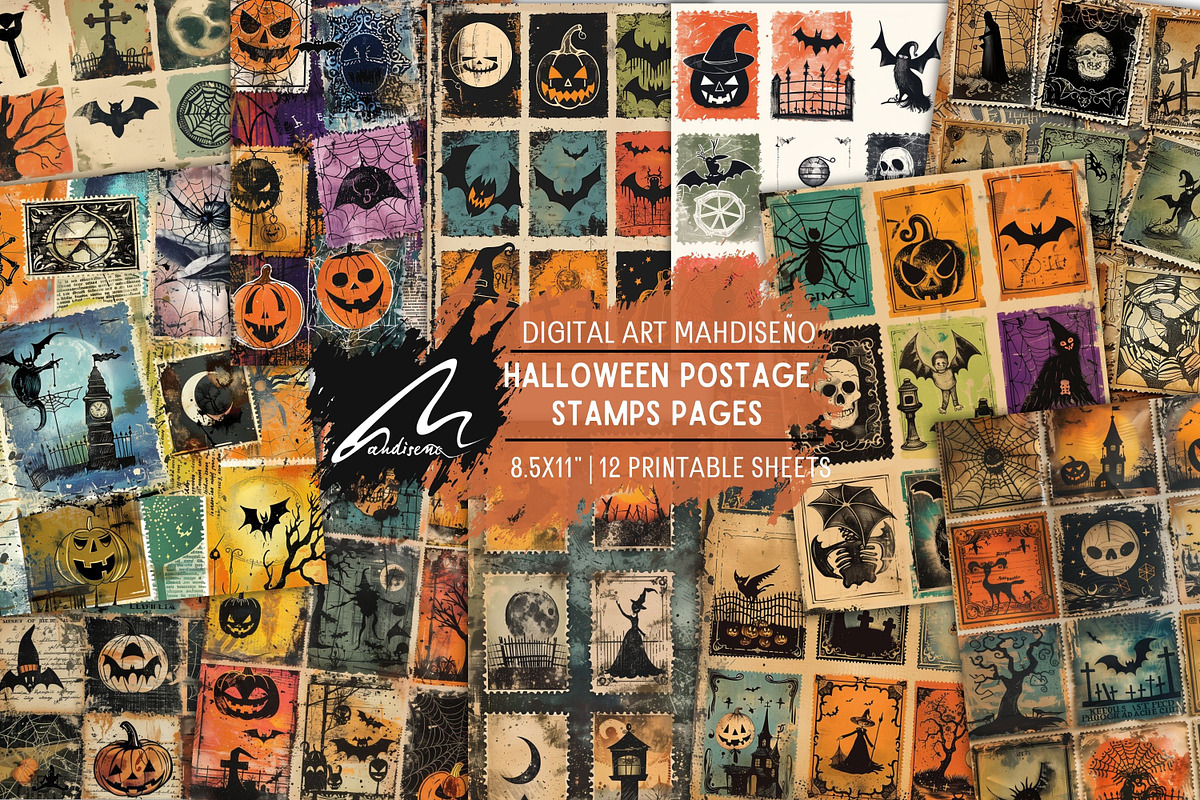 Whimsical Halloween Ephemera Kit, a Seasonal Illustration by Digital Art Mahdiseño (Photo 1 of 9)