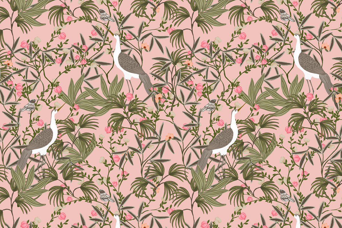 Chinoiserie floral birds pattern, a Pattern Graphic by Cotton Melon pattern Shop (Photo 5 of 7)