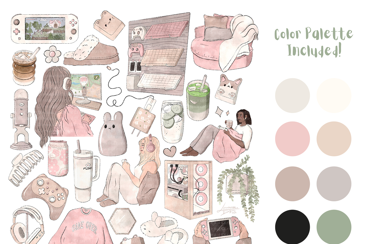 Clean Girl Gaming Clipart PNG, a Technology Illustration by Lenninator Digital (Photo 2 of 8)