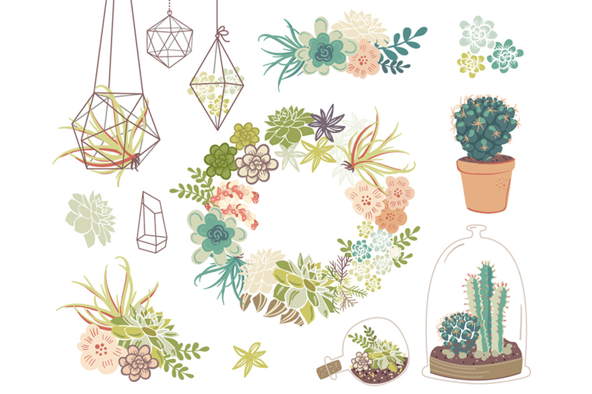 Wedding Succulents Floral clipart, an Illustration by GraphicMarket (Photo 1 of 3)