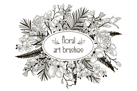 Vector Floral Flexible Art Brushes Collection preview 2