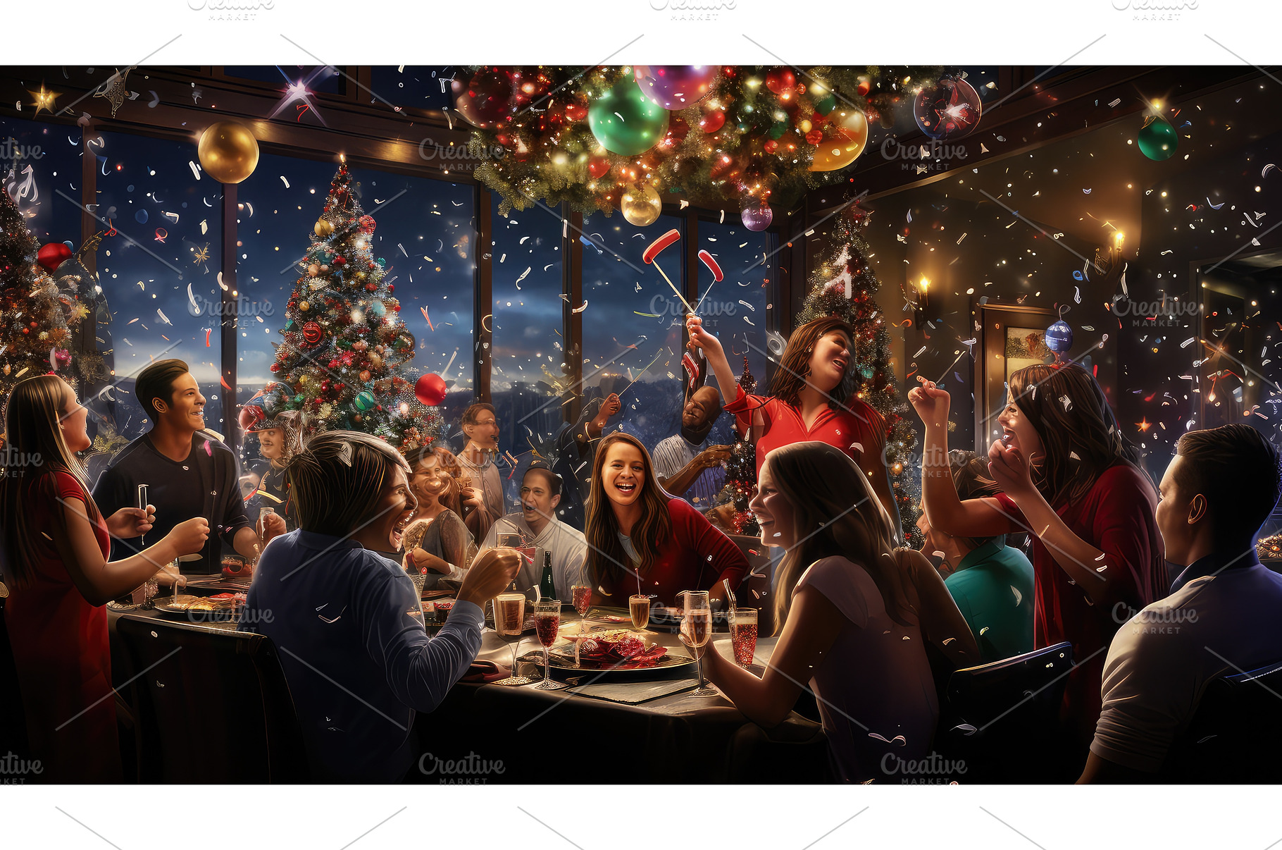 cheer holiday party jpg ai generated, a Holiday Photo by pikepicture