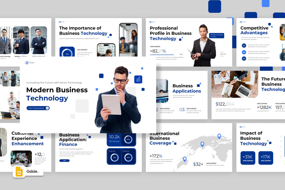 Modern Blue Business Google Slides, a Presentation Template by Loin Studio (Photo 1 of 4)