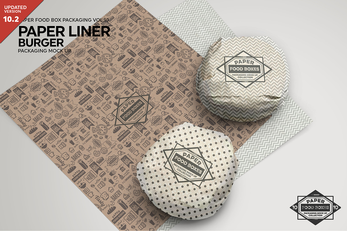Burger Paper Liner Packaging Mockup, a Packaging Mockup by INCDesign (Photo 1 of 8)