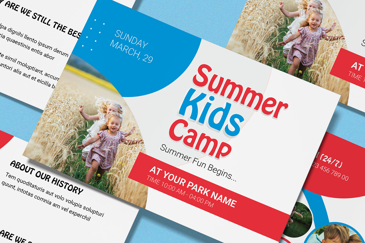 Kids Summer Camp Postcard Templates, a Stationery Template by MightyDesign (Photo 5 of 8)