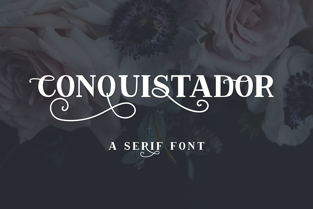 Conquistador Serif with Flourishes, a Serif Font by Beck McCormick (Photo 1 of 6)