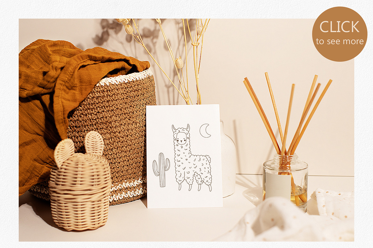 Llamas & Cactus clipart and patterns, an Animal Illustration by polikarpovaart (Photo 5 of 11)