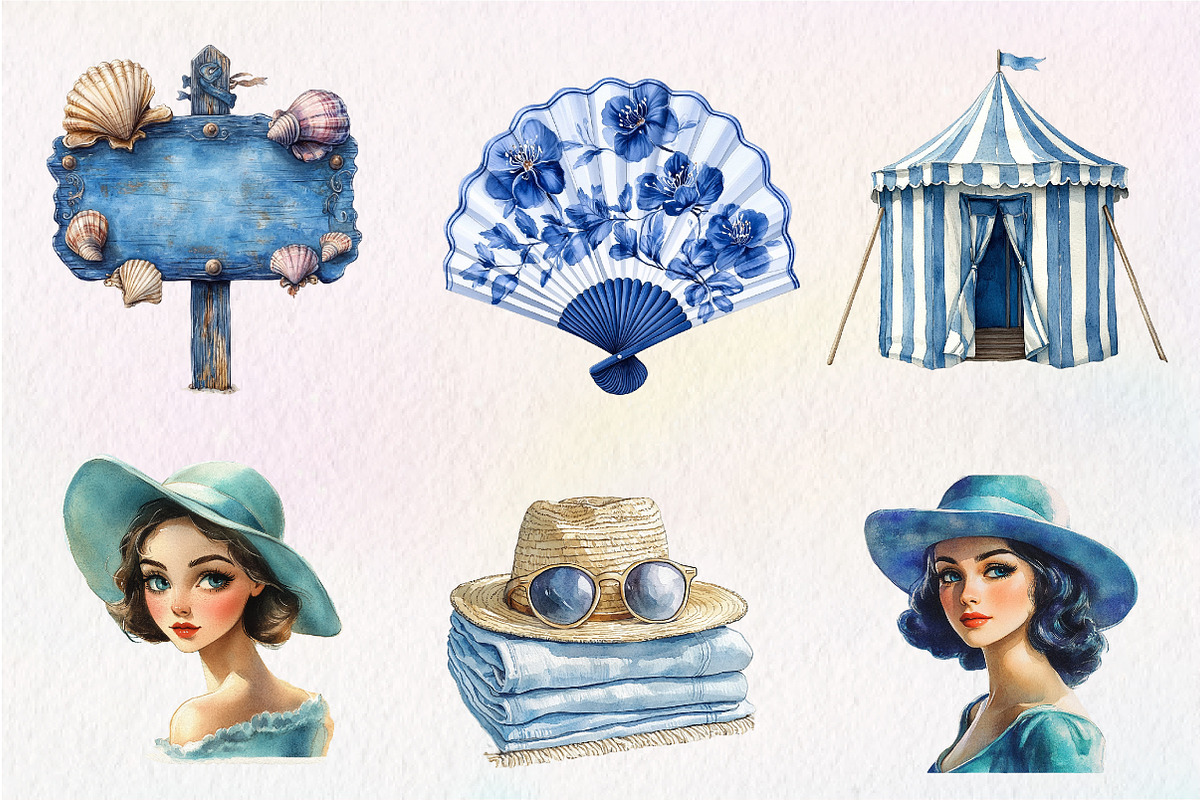 Blue Summer 1920 Clipart, an Illustration by CreationArt (Photo 6 of 9)