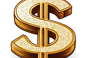 Ornate Gold Dollar Sign Wealth Symbo, an Abstract Photo by Pixeness Studio